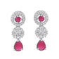 VOJ Silver Plated White And Marron AD Studded Circular Shape Jewellery Set - Swadesiicart