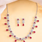 VOJ Silver Plated White And Marron AD Studded Circular Shape Jewellery Set - Swadesiicart