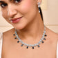 VOJ Silver Plated AD Studded Circular Shape With Black Stones Jewellery Set - Swadesiicart