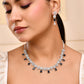 VOJ Silver Plated AD Studded Circular Shape With Black Stones Jewellery Set - Swadesiicart