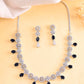 VOJ Silver Plated AD Studded Circular Shape With Black Stones Jewellery Set - Swadesiicart