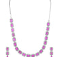 VOJ Silver Plated Pink Stone Studded Rectangular AD Jewellery Set - Swadesiicart