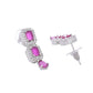 VOJ Silver Plated Pink Stone Studded Rectangular AD Jewellery Set - Swadesiicart