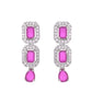 VOJ Silver Plated Pink Stone Studded Rectangular AD Jewellery Set - Swadesiicart