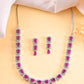 VOJ Silver Plated Pink Stone Studded Rectangular AD Jewellery Set - Swadesiicart