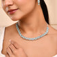 VOJ Silver Plated Sea Green Stone Studded Rectangular AD Jewellery Set - Swadesiicart