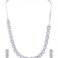 VOJ Silver Plated Sea Green Stone Studded Rectangular AD Jewellery Set - Swadesiicart