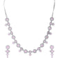VOJ Silver Toned White And Baby Pink Stone Studded AD Jewellery Set - Swadesiicart