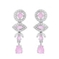 VOJ Silver Toned White And Baby Pink Stone Studded AD Jewellery Set - Swadesiicart