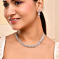 VOJ Silver Toned Baby Pink Stone Studded Circular AD Jewellery Set - Swadesiicart