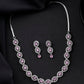 VOJ Silver Toned Baby Pink Stone Studded Circular AD Jewellery Set - Swadesiicart