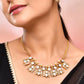 VOJ Gold-Polished Floral Shaped Stone Studded Designer Jewellery Set - Swadesiicart