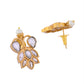VOJ Gold-Polished Floral Shaped Stone Studded Designer Jewellery Set - Swadesiicart
