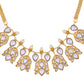 VOJ Gold-Polished Floral Shaped Stone Studded Designer Jewellery Set - Swadesiicart