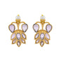 VOJ Gold-Polished Floral Shaped Stone Studded Designer Jewellery Set - Swadesiicart