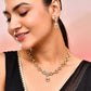 VOJ Gold-Polished Floral Shaped AD Studded Elgent Jewellery Set - Swadesiicart
