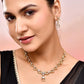 VOJ Gold-Polished Floral Shaped AD Studded Elgent Jewellery Set - Swadesiicart