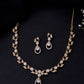 VOJ Gold-Polished Floral Shaped AD Studded Elgent Jewellery Set - Swadesiicart