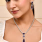VOJ Silver Plated Purple AD & Cubic Zirconia Studded Necklace Set - Swadesiicart