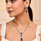 VOJ Silver Plated Purple AD & Cubic Zirconia Studded Necklace Set - Swadesiicart
