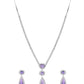 VOJ Silver Plated Purple AD & Cubic Zirconia Studded Necklace Set - Swadesiicart