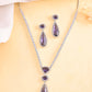 VOJ Silver Plated Purple AD & Cubic Zirconia Studded Necklace Set - Swadesiicart
