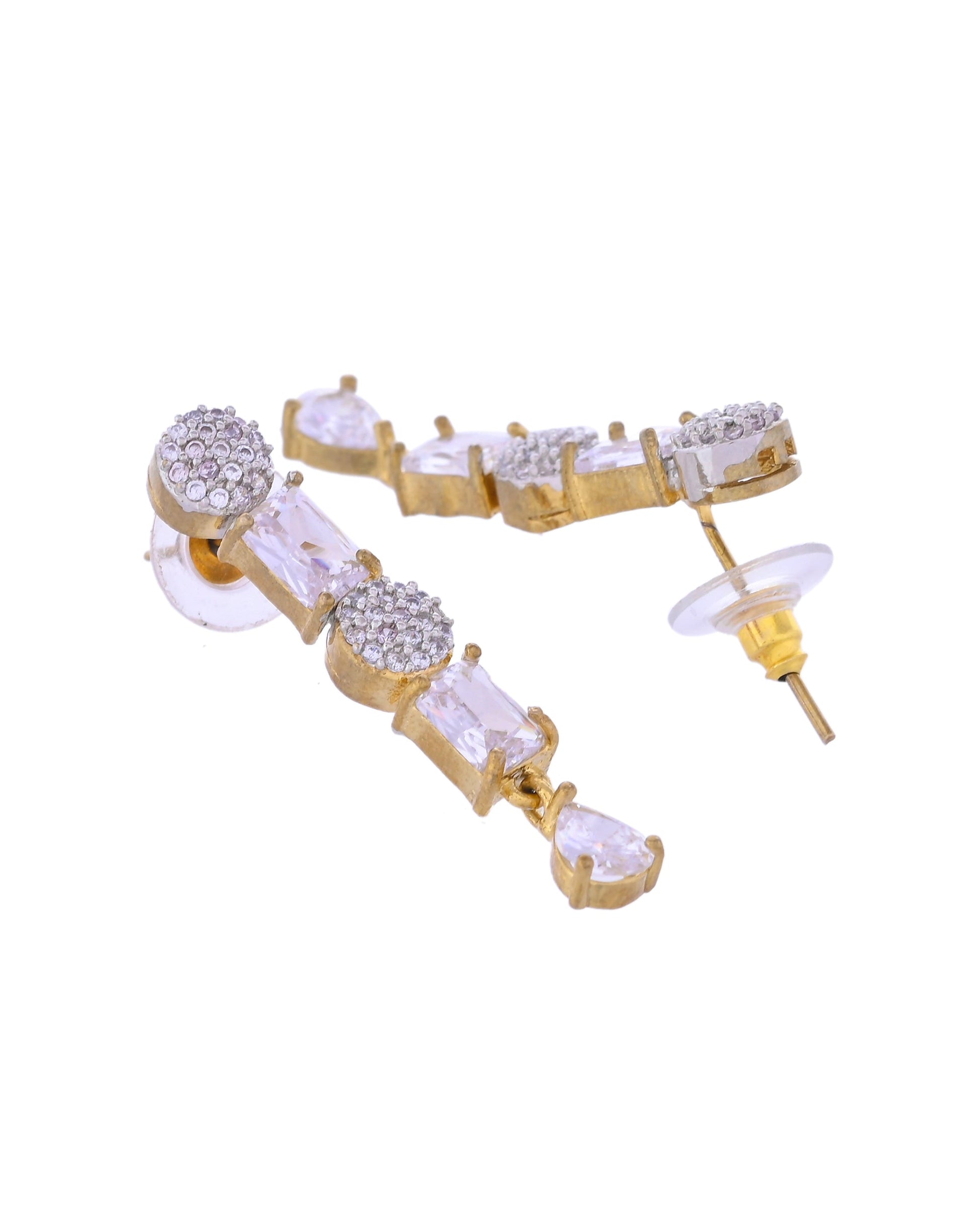 VOJ Gold Toned AD Stone Studded Necklace Set - Swadesiicart