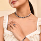 VOJ Silver Plated Blue Stone Studded Necklace Set With Ring And bracelet - Swadesiicart