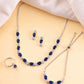 VOJ Silver Plated Blue Stone Studded Necklace Set With Ring And bracelet - Swadesiicart