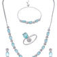 VOJ Silver Plated Teal Stone Studded Necklace Set With Ring And bracelet - Swadesiicart