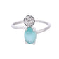 VOJ Silver Plated Teal Stone Studded Necklace Set With Ring And bracelet - Swadesiicart