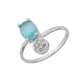 VOJ Silver Plated Teal Stone Studded Necklace Set With Ring And bracelet - Swadesiicart