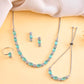 VOJ Silver Plated Teal Stone Studded Necklace Set With Ring And bracelet - Swadesiicart