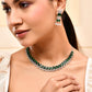 VOJ Silver Plated AD And Green Stone Tear Drop Shaped Necklace Set - Swadesiicart