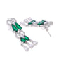 VOJ Silver Plated AD And Green Stone Tear Drop Shaped Necklace Set - Swadesiicart