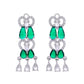 VOJ Silver Plated AD And Green Stone Tear Drop Shaped Necklace Set - Swadesiicart