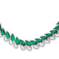 VOJ Silver Plated AD And Green Stone Tear Drop Shaped Necklace Set - Swadesiicart