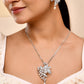 VOJ Silver Plated AD And Pear Studded Peacock Shaped Chain Set - Swadesiicart