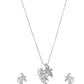 VOJ Silver Plated AD And Pear Studded Peacock Shaped Chain Set - Swadesiicart