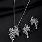 VOJ Silver Plated AD And Pear Studded Peacock Shaped Chain Set - Swadesiicart