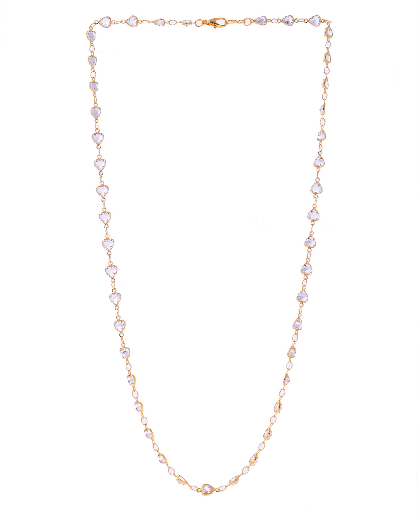 VOJ Women Gold-Polished Heart Shaped Stone Studded Chain | Swadesiicart