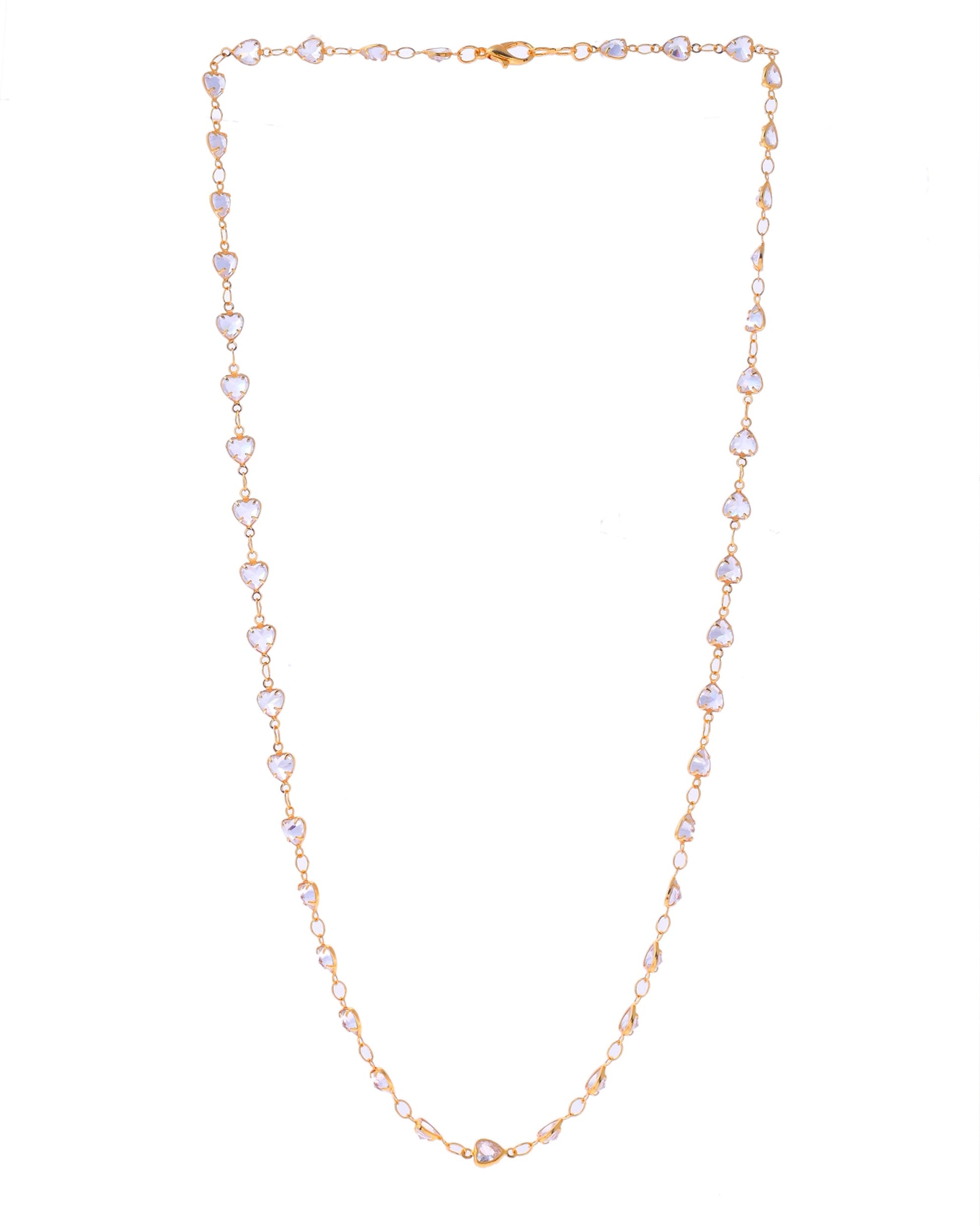 VOJ Women Gold-Polished Heart Shaped Stone Studded Chain | Swadesiicart