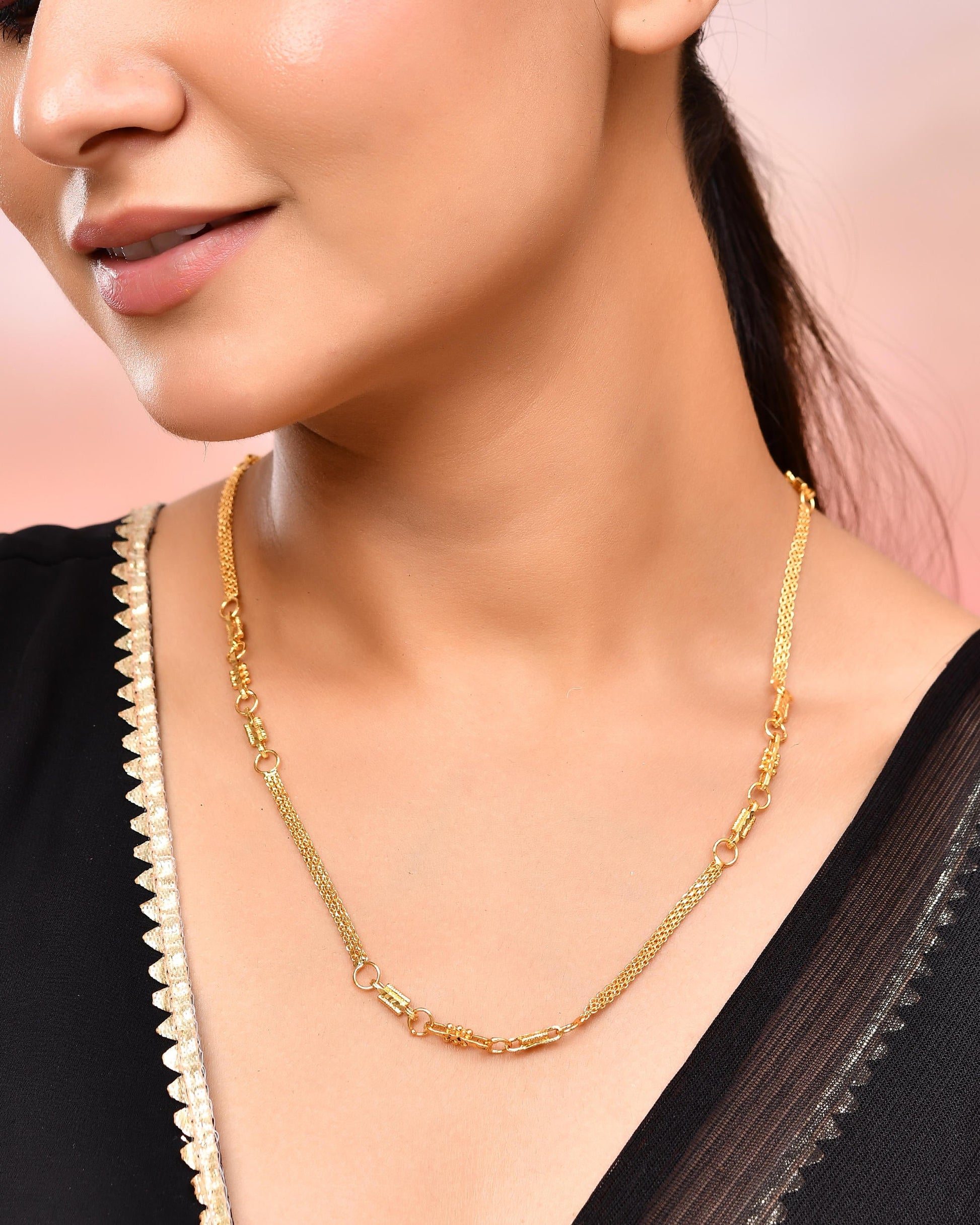 VOJ Gold-Polished Stainless Steel Designer Women Chain - Swadesiicart