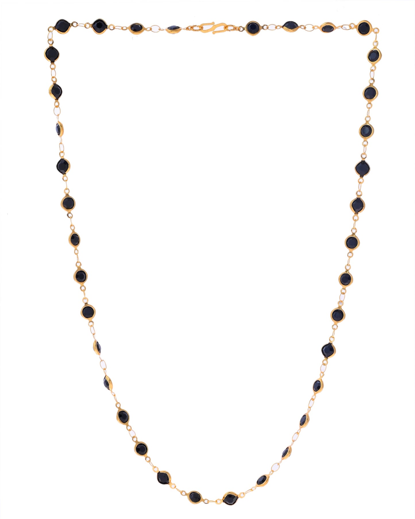 VOJ Gold-Polished Black Stone Studded Women Chain - Swadesiicart
