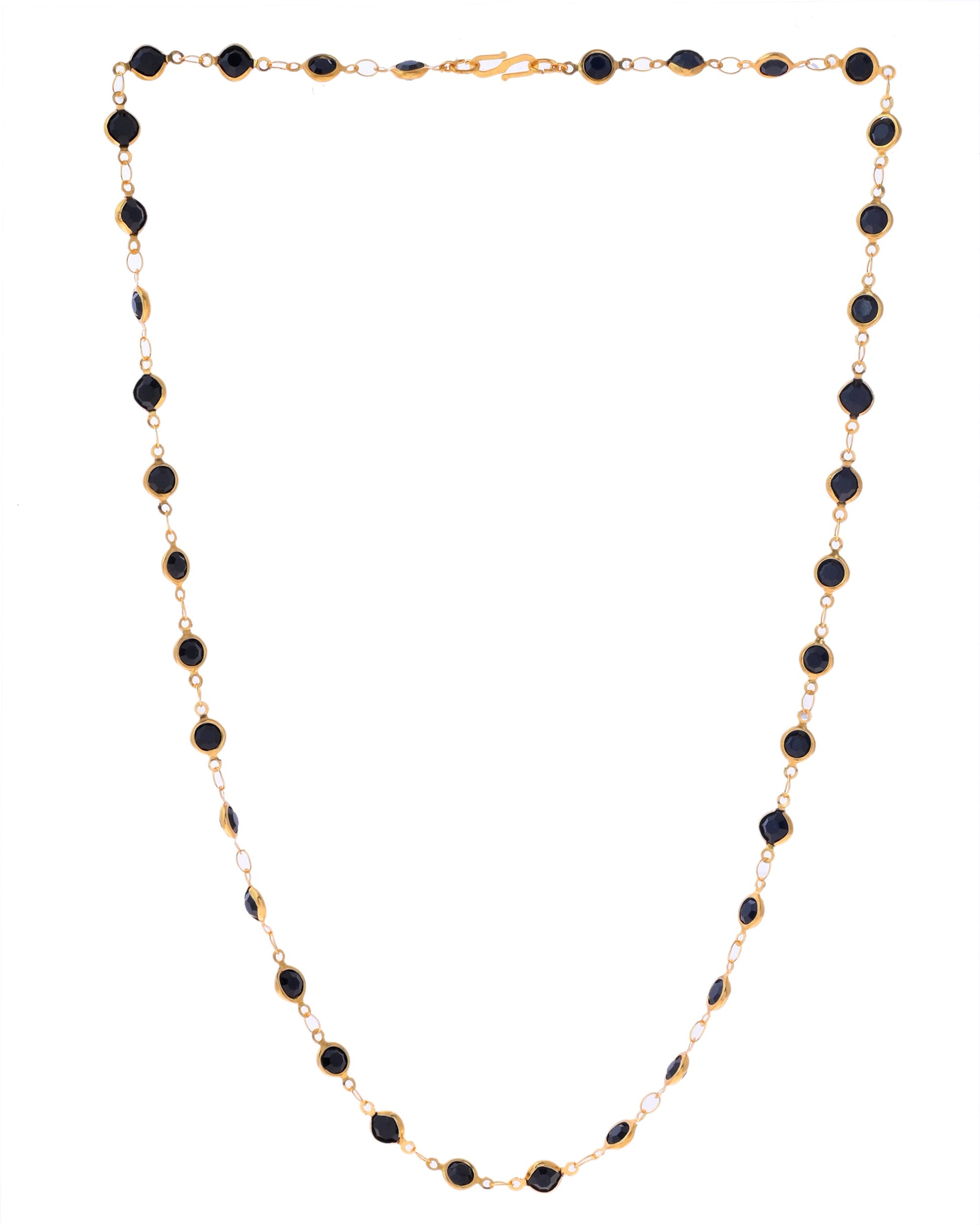 VOJ Gold-Polished Black Stone Studded Women Chain - Swadesiicart