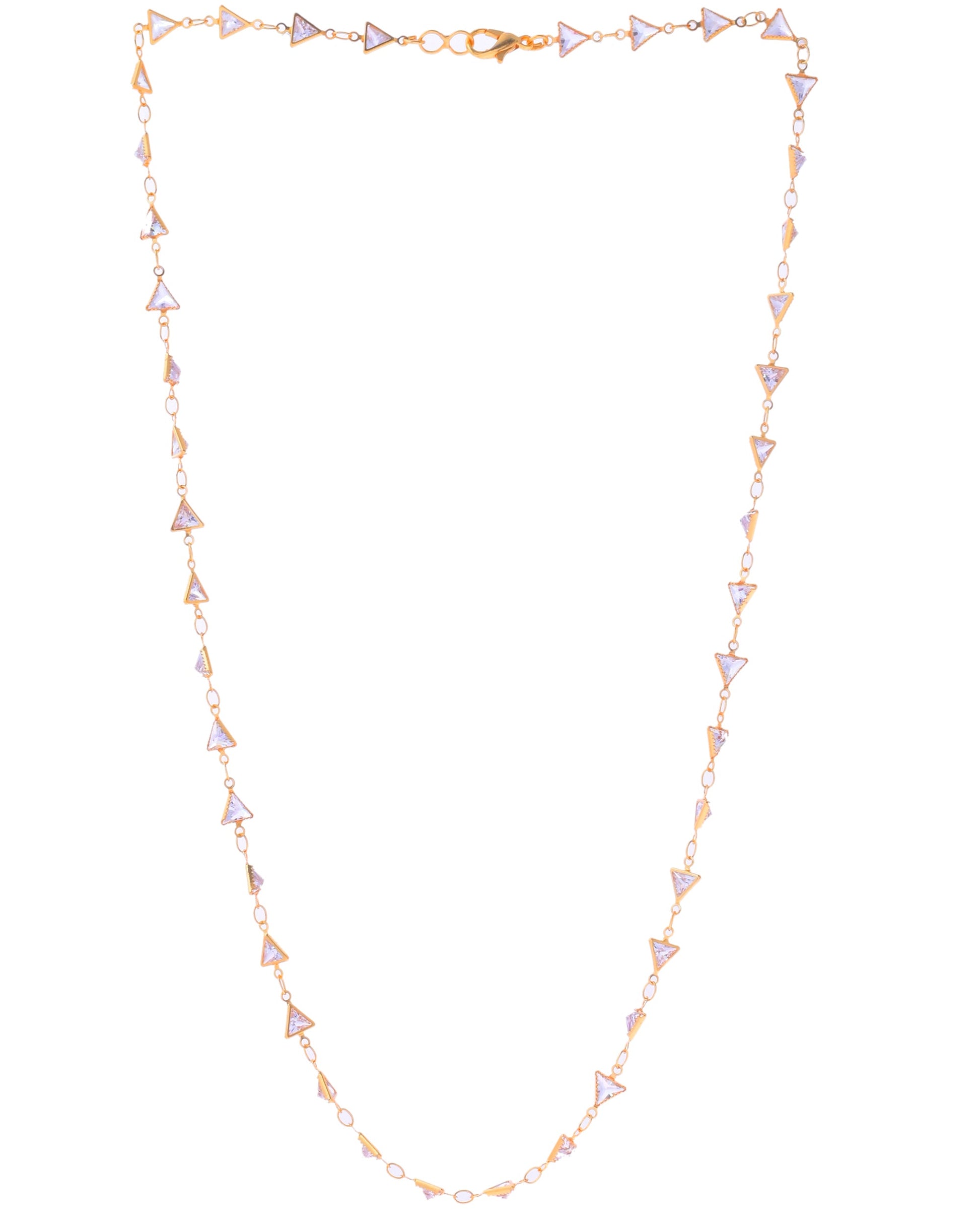 VOJ Women Gold-Polished Triangular Stone Studded Chain | Swadesiicart