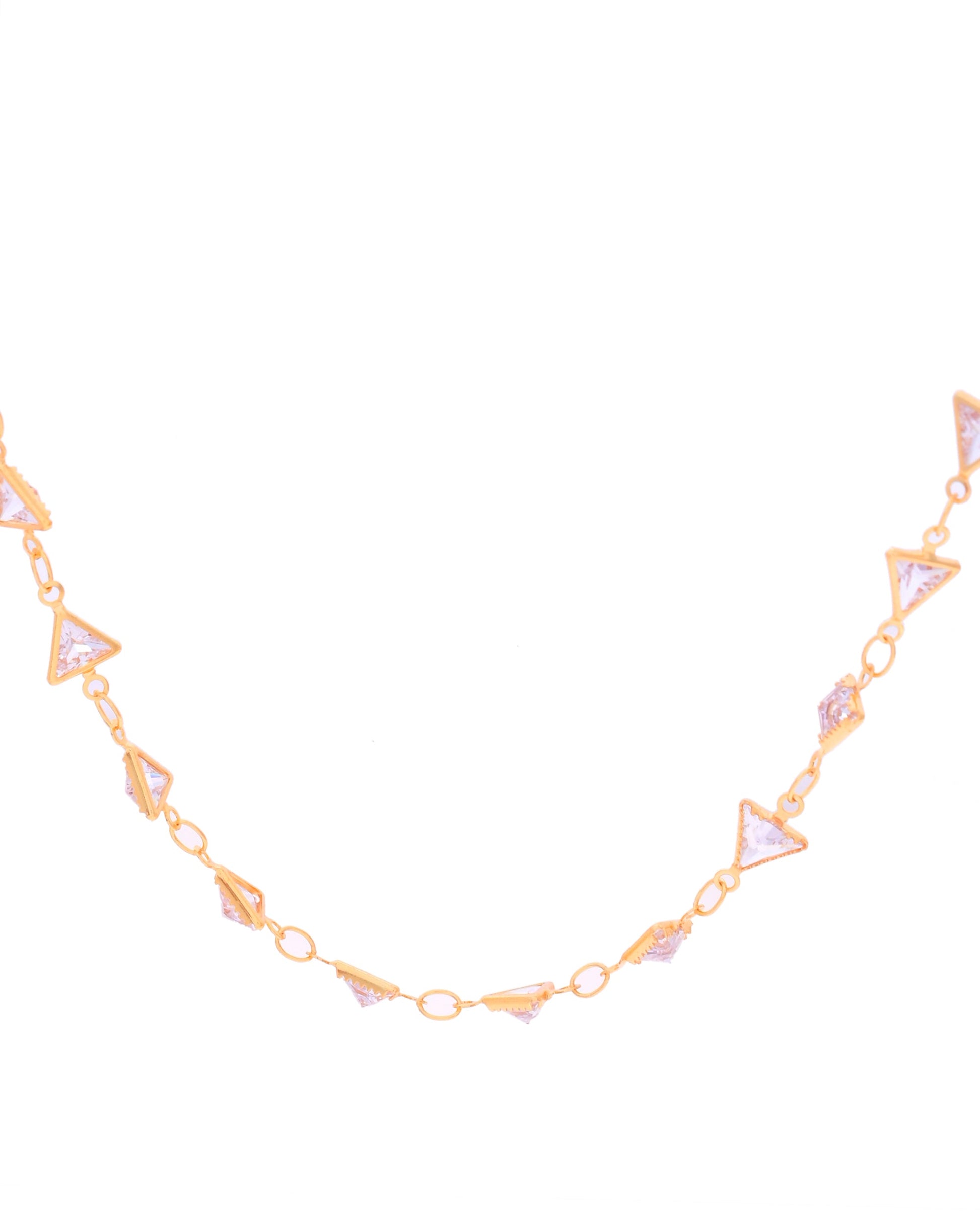 VOJ Women Gold-Polished Triangular Stone Studded Chain | Swadesiicart