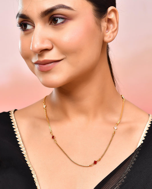VOJ Gold-Polished Square Shapped Stainless Steel Chain For Women - Swadesiicart