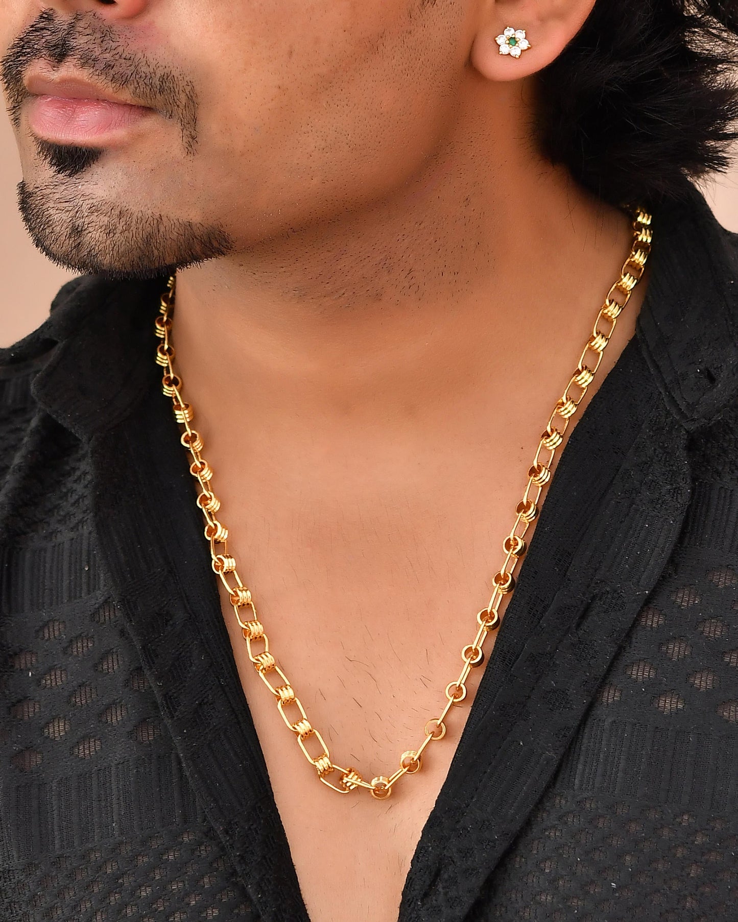 VOJ Gold-Polished Linked Chain For Men - Swadesiicart