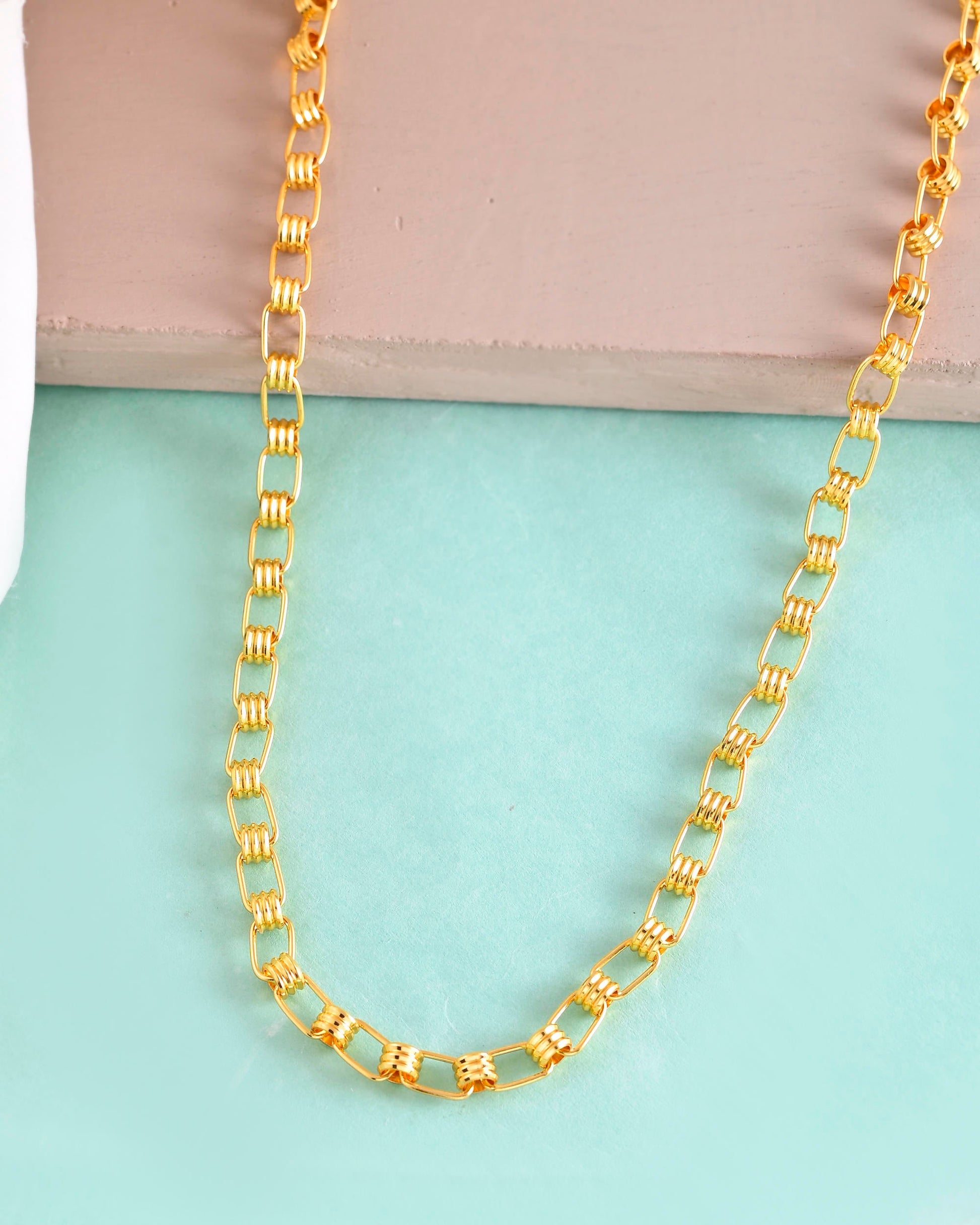 VOJ Gold-Polished Linked Chain For Men - Swadesiicart